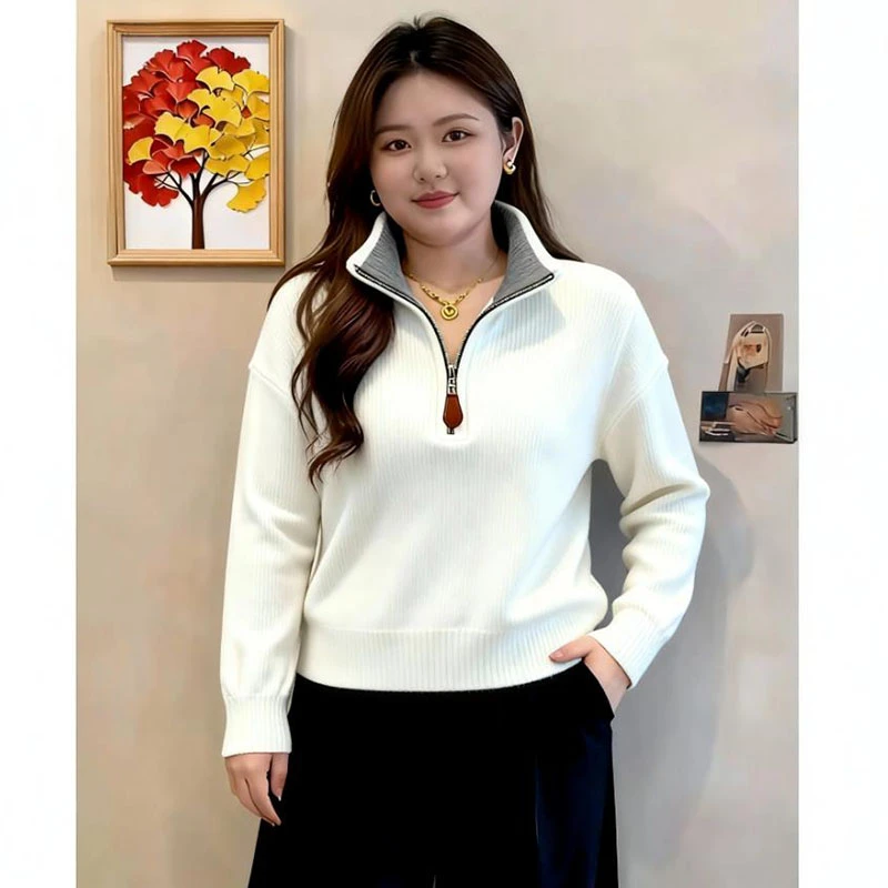 时尚慵懒风设计感撞色针织衫女2025秋季新款高级感百搭显瘦上衣潮