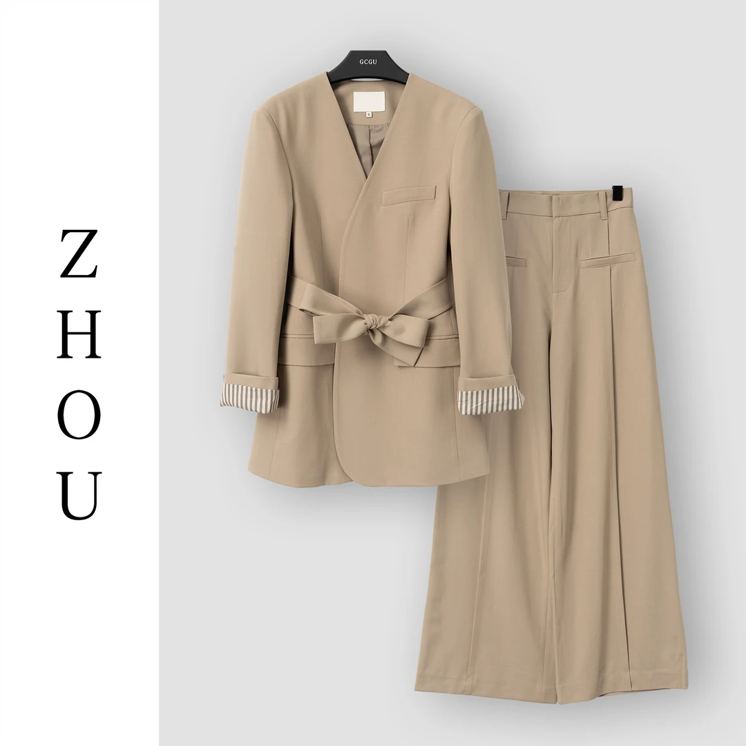 （周哥甄选）深卡其时尚套装-32528
