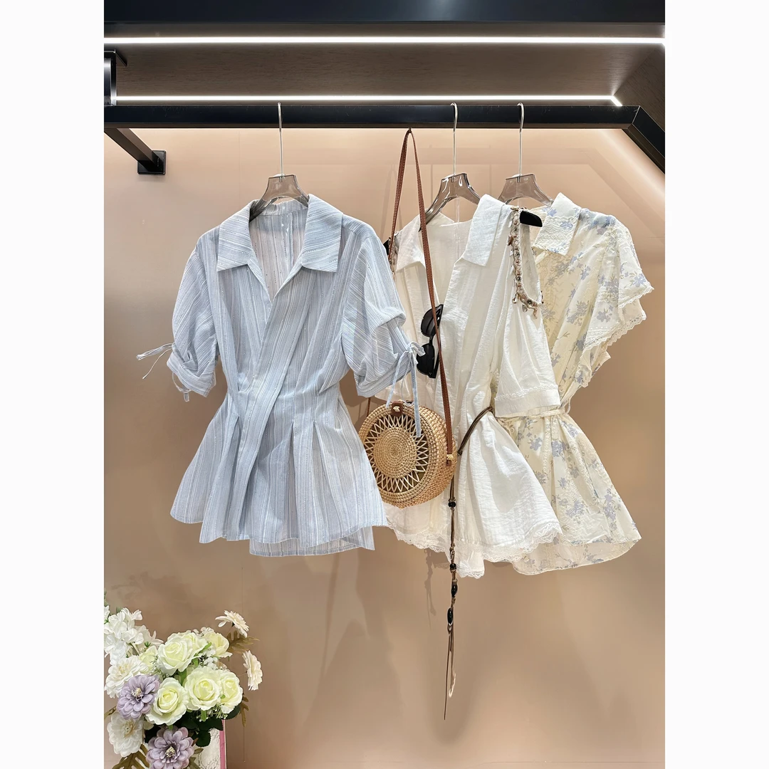 法式春夏慵懒感中长款宽松休闲衬衫套装