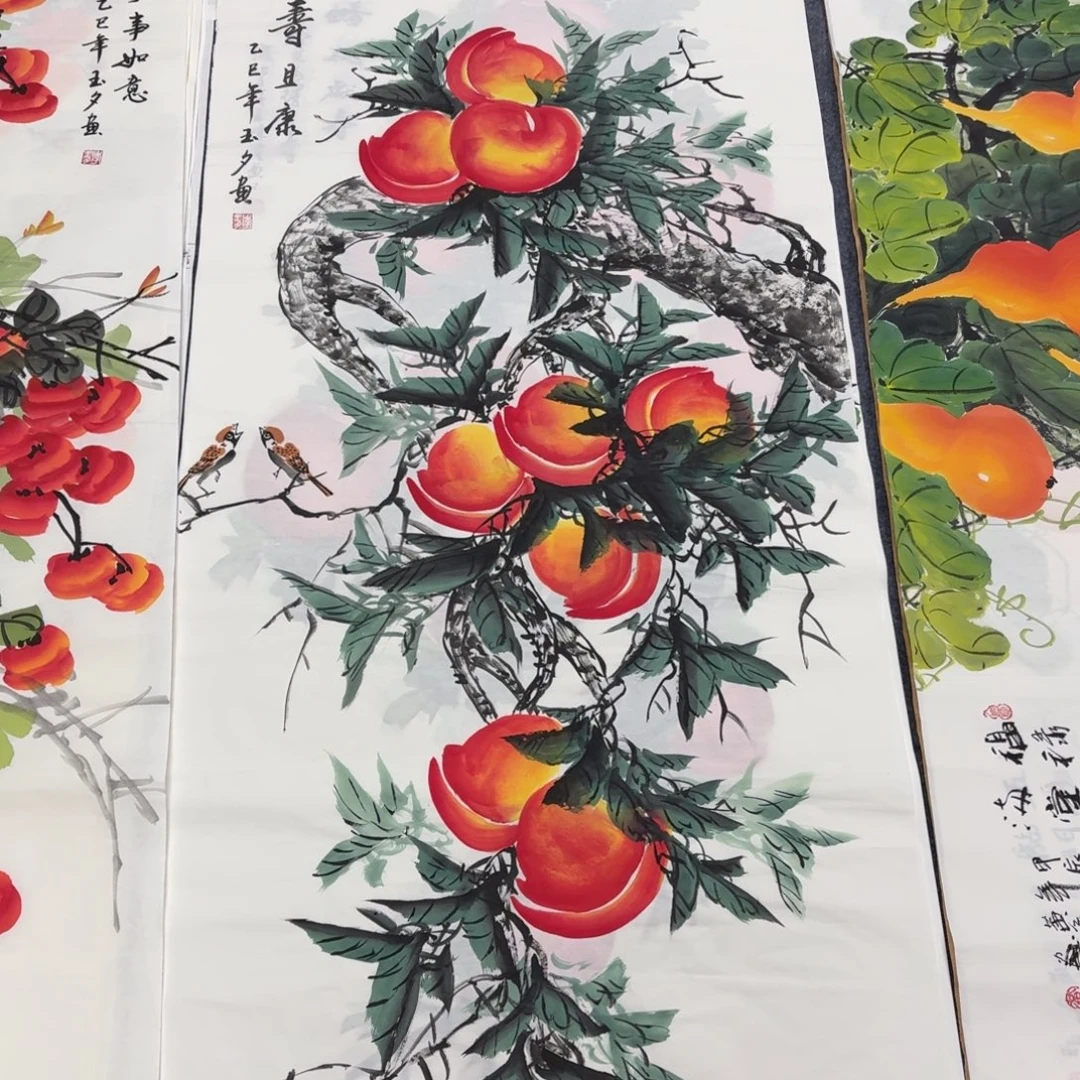 国画140×70手绘画画画