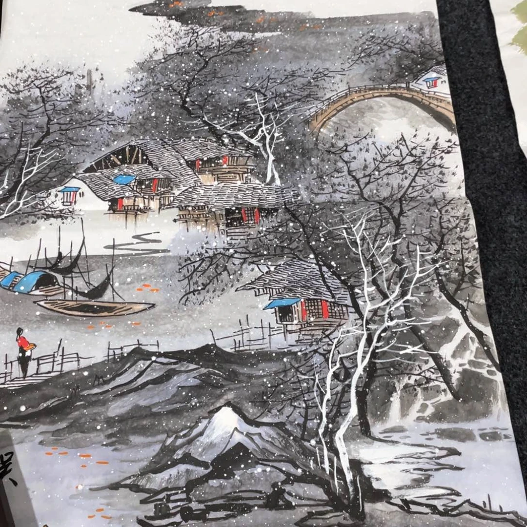 国画国画作品画心画画作品一个