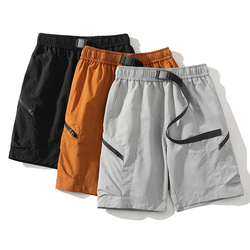 DK07/夏季工装短裤高街多口袋休闲透气情侣款五分裤腰带卡扣裤子