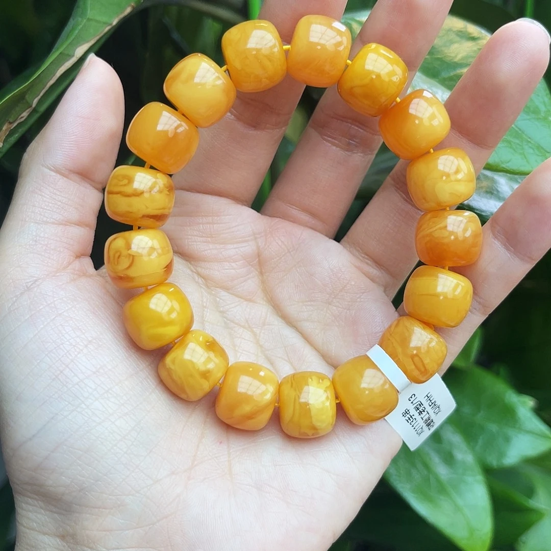 琥珀未镶嵌手链13花蜡