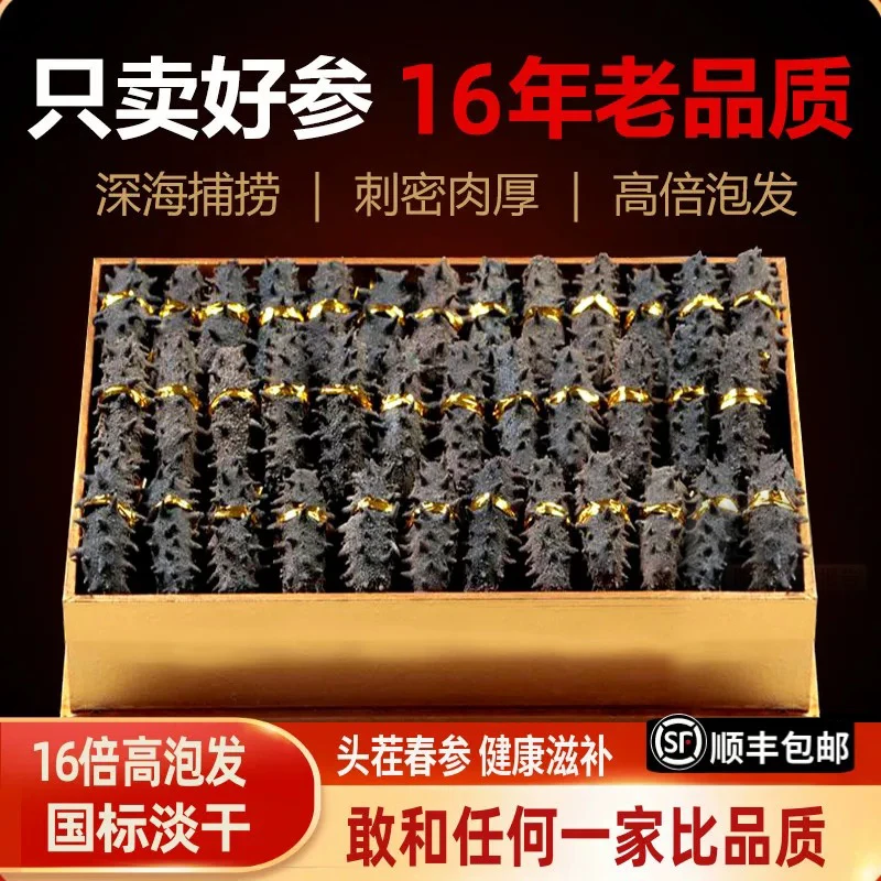 头茬春参大连蚂蚁岛国标一级纯淡干无盐海参40-60头泡发16斤左右