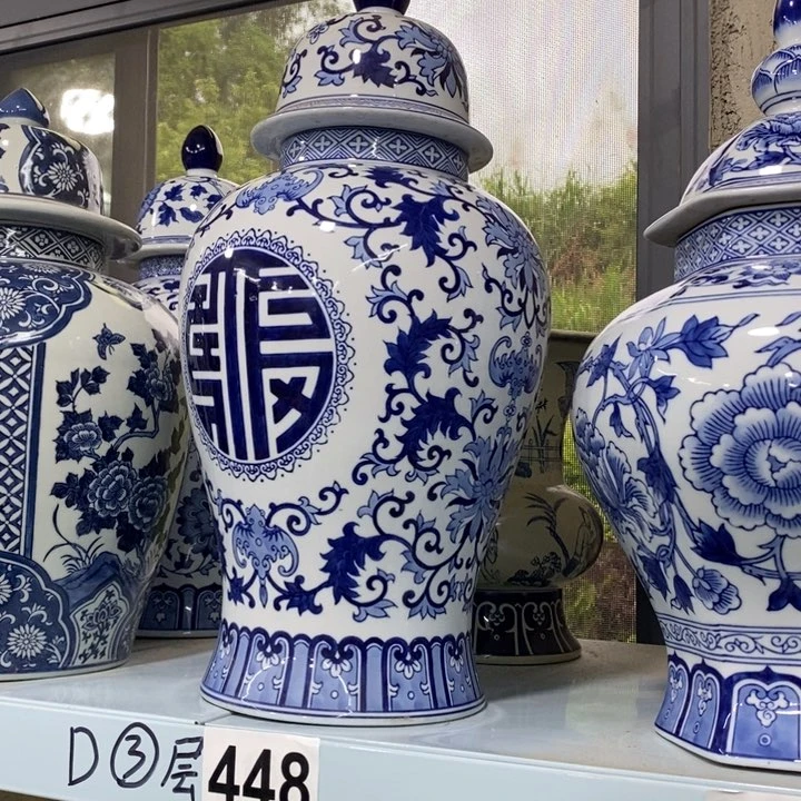 摆件钱*生摆件手绘釉下彩一对