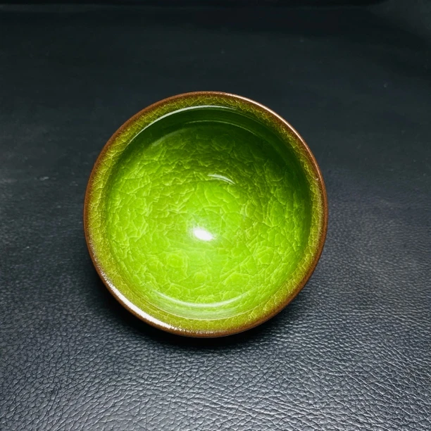 建窑建盏天目盏陶瓷主人杯茶杯绿冰裂束口器型茶具茶杯品茗杯茶盏