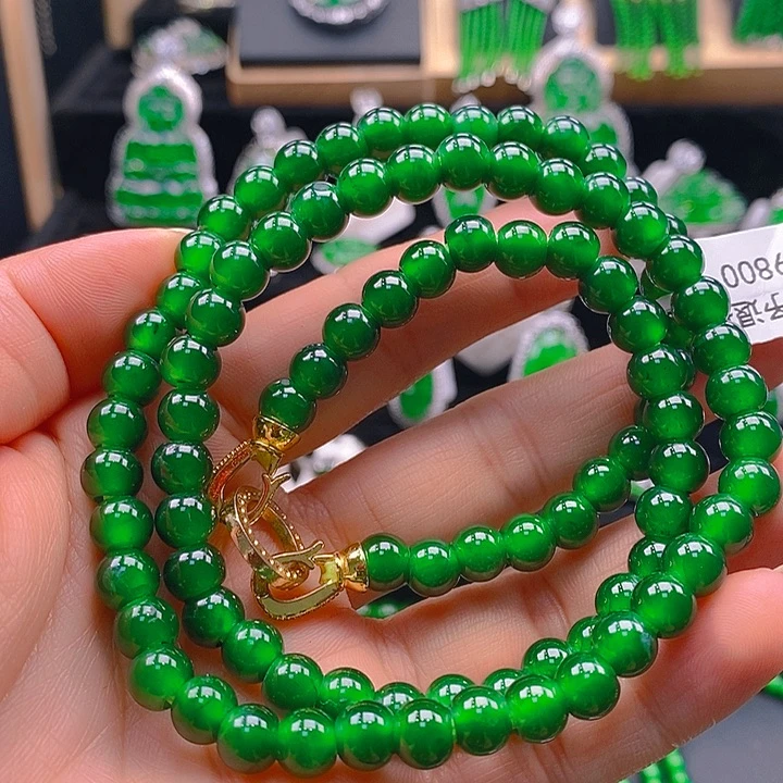 翡翠未镶嵌耳饰天然A货翡翠珠链卡7