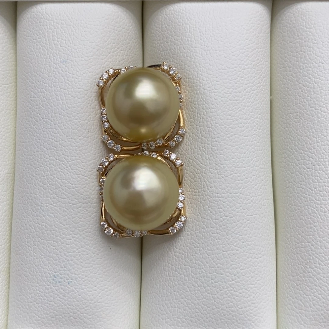 银S925镶嵌耳饰海水珍珠随*