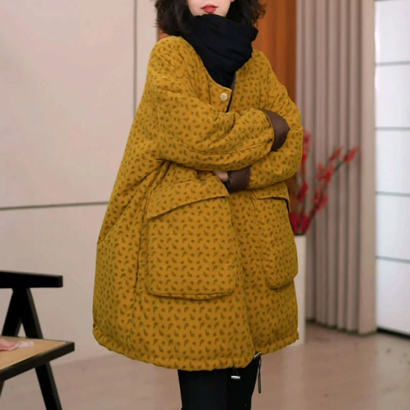 2025新款高级感时尚碎花氛围感气质外套保暖加厚百搭显瘦棉服女士