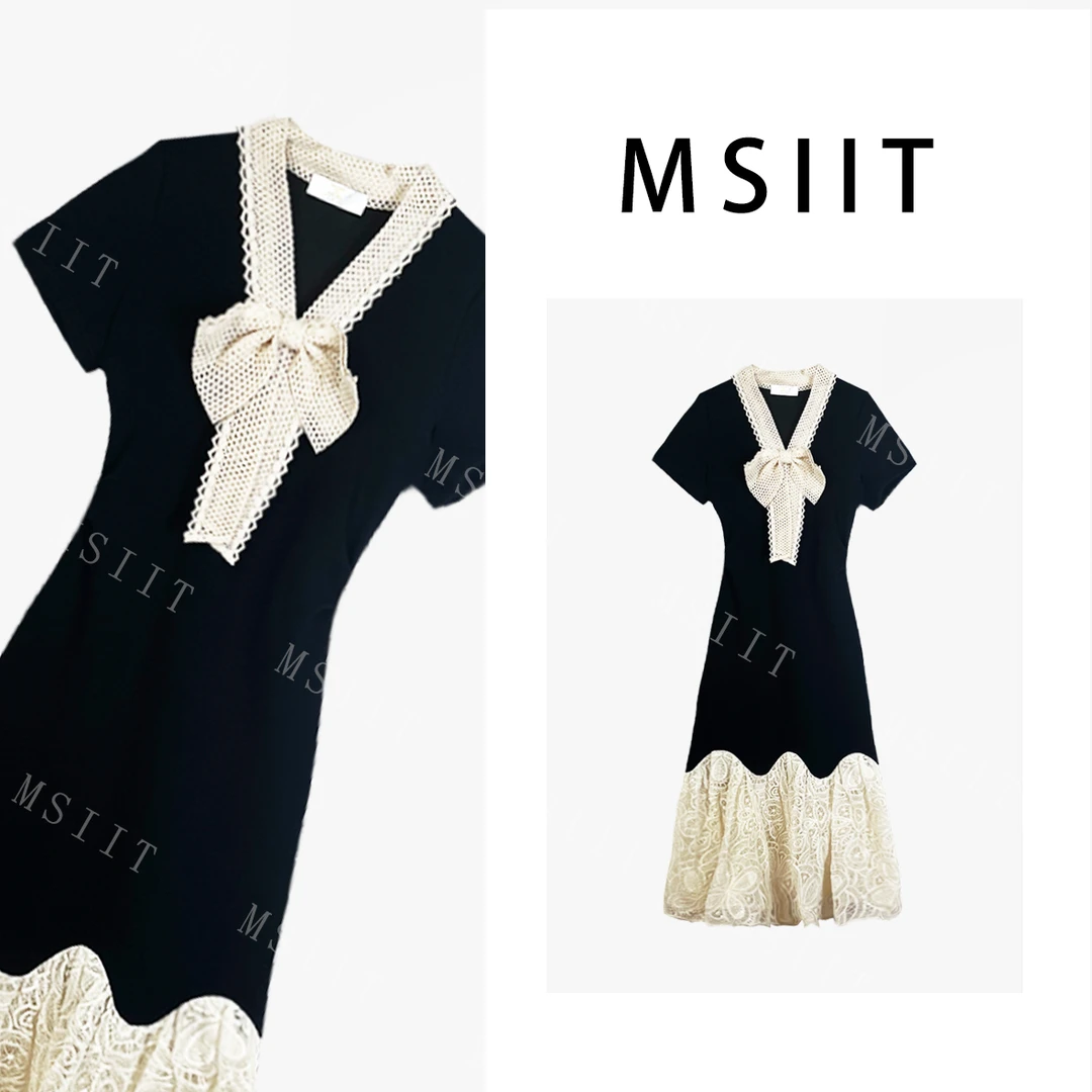 WD-夏日轻奢简约舒适感拼接重工刺绣显瘦气质连衣裙JC-A4096