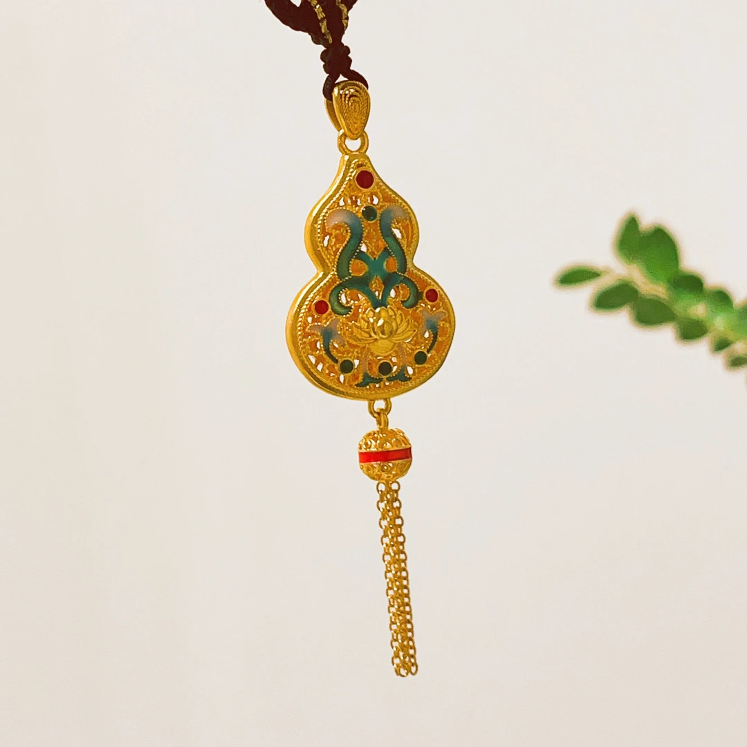 吊坠足银珐琅 葫芦铃铛流苏吊坠