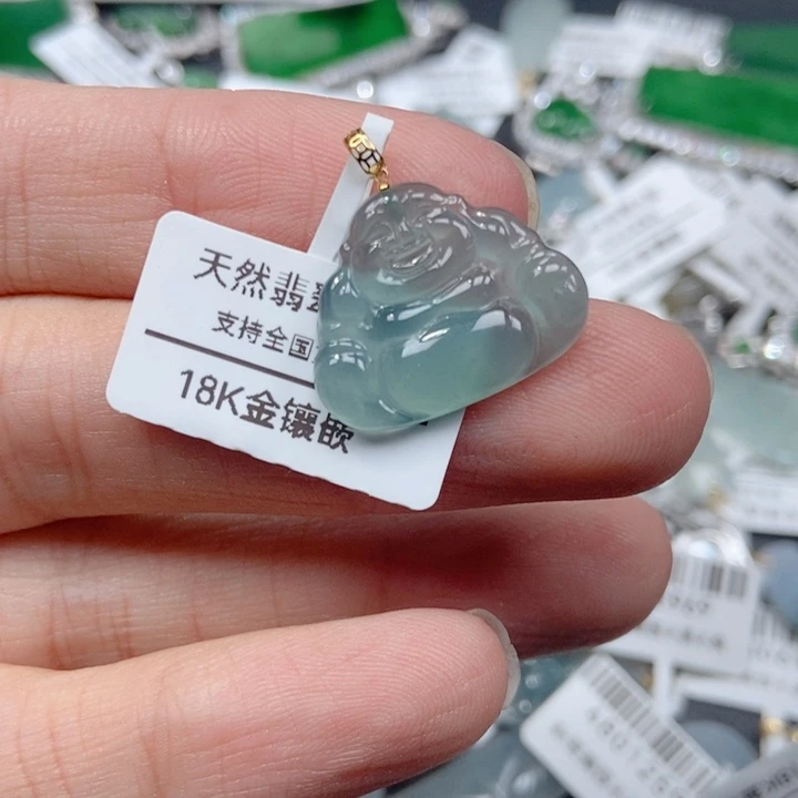 翡翠18K金镶嵌吊坠(不含链)