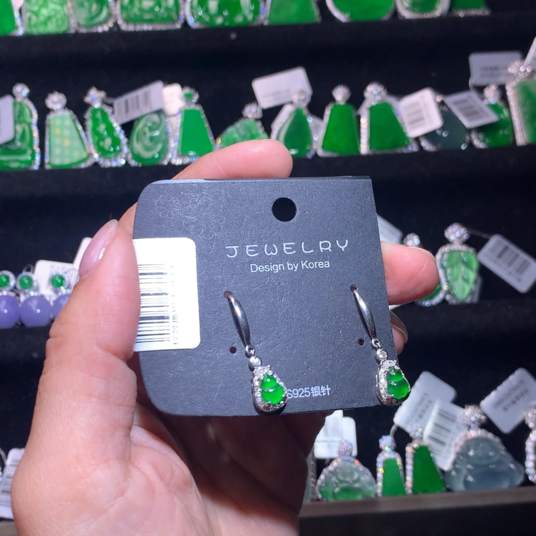 【闪购商品】银S925镶嵌翡翠耳饰