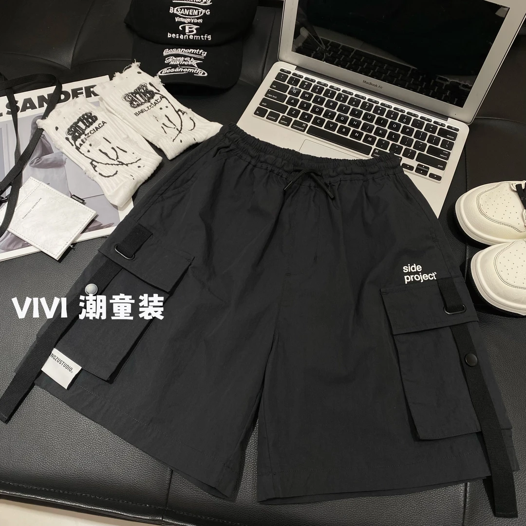 VIVI童装 2025夏季潮牌中大童百搭潮酷工装口袋透气短裤
