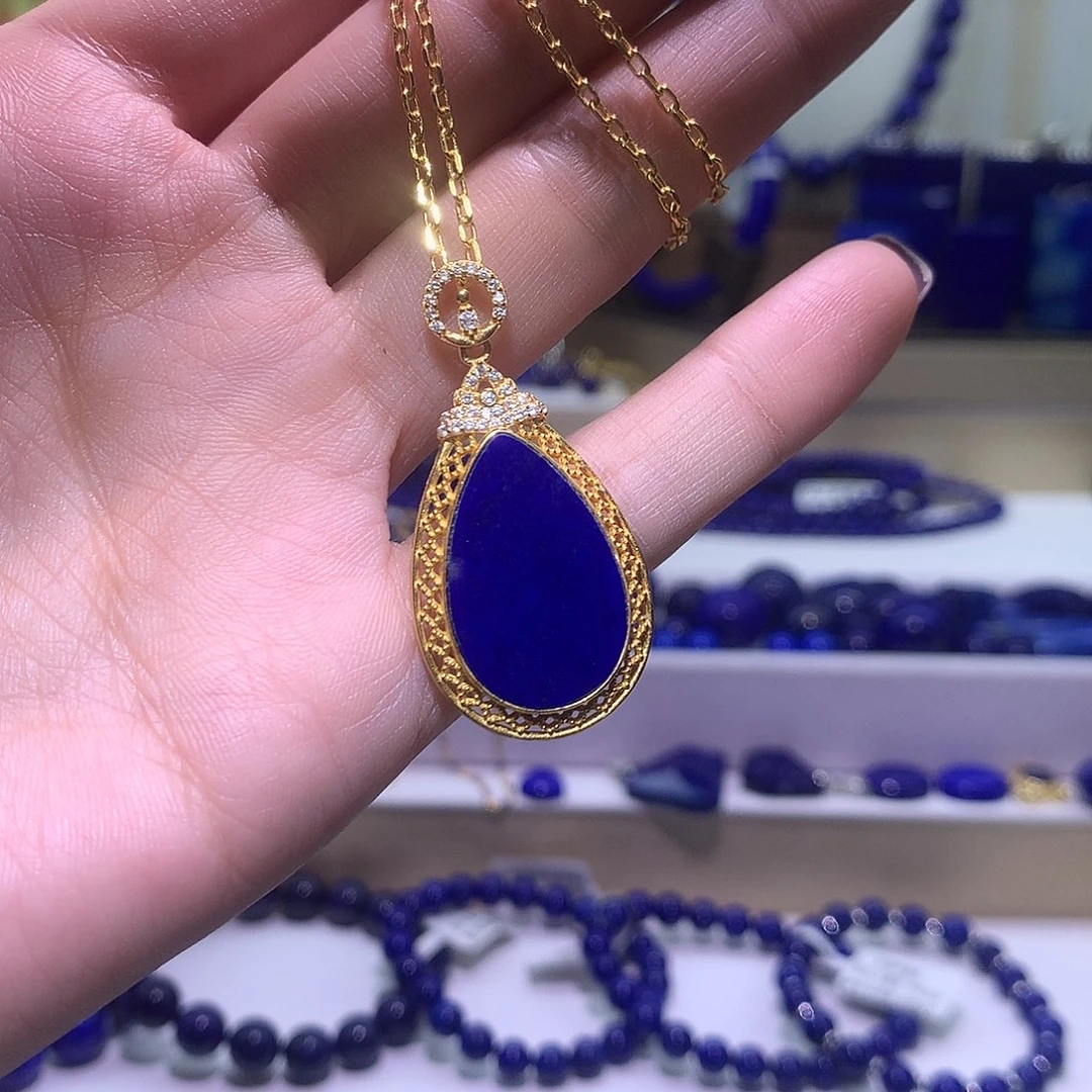 青金石合金天然原矿项链