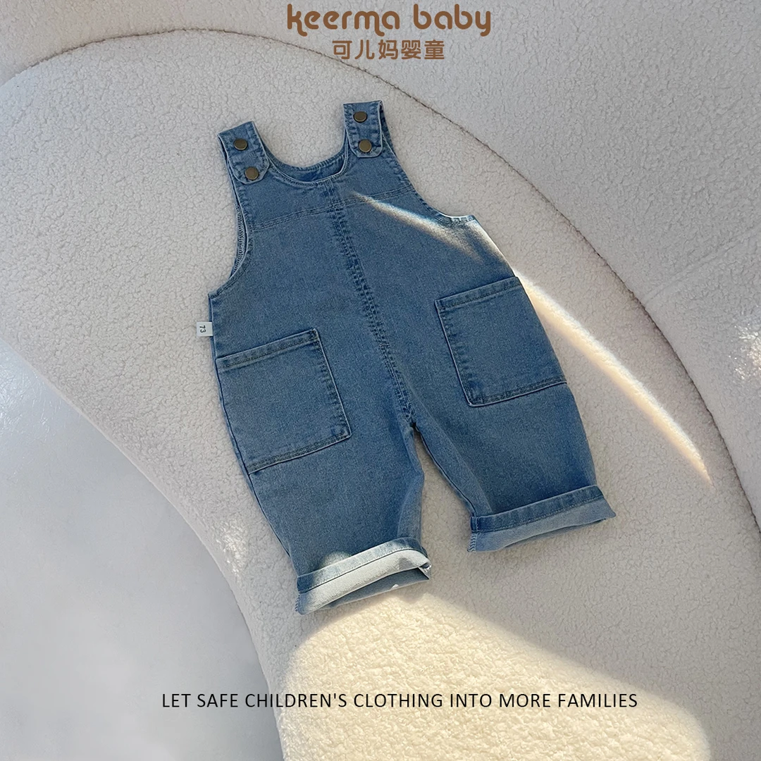 【软软牛仔背带裤】男女韩版春秋休闲洋气时尚宽松长裤潮童背带裤