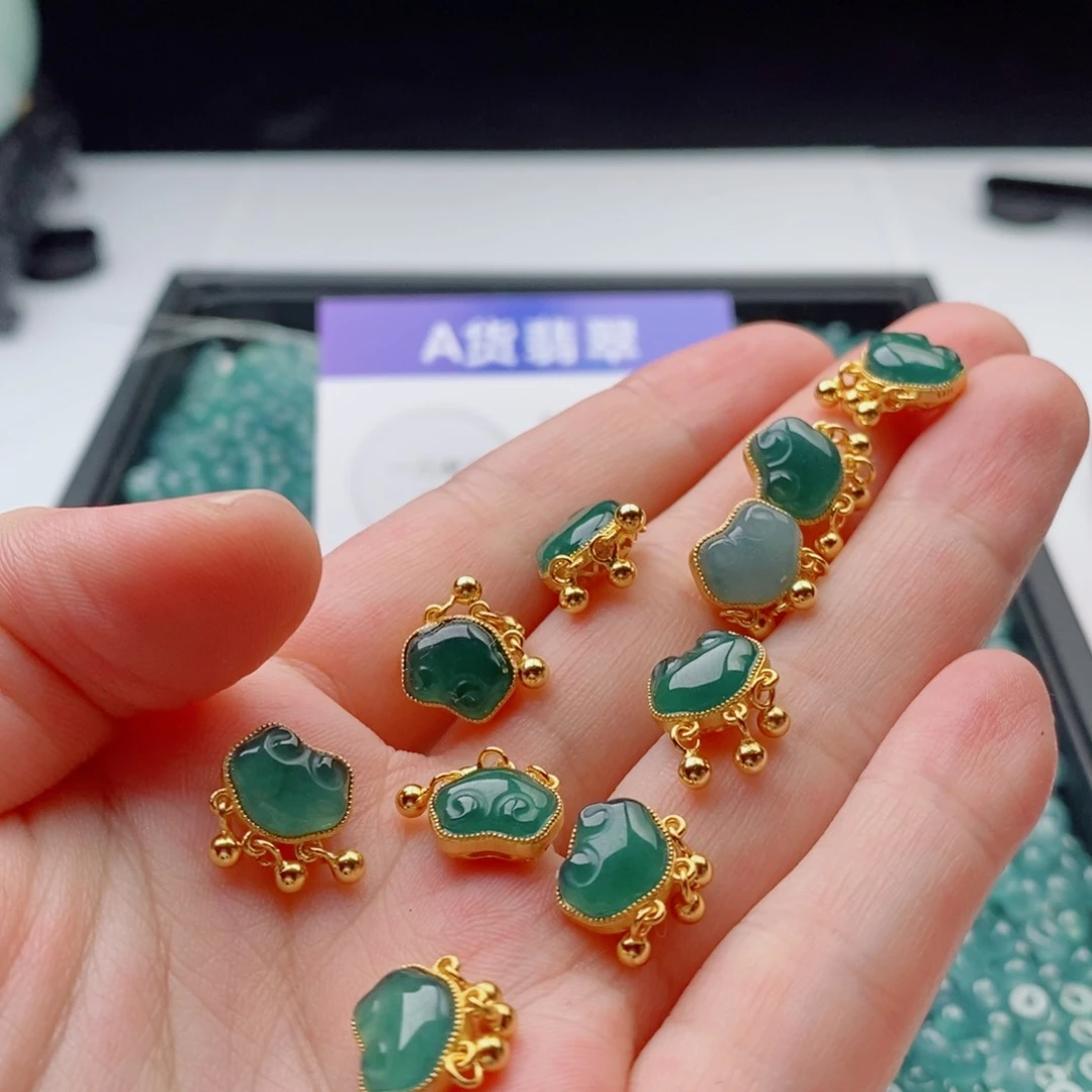 银S925镀金镶嵌手链翡翠配饰