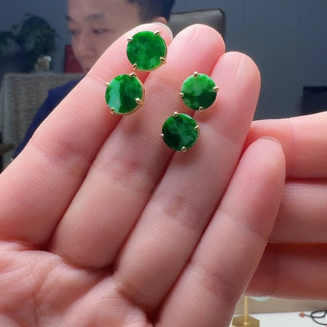 翡翠银S925镶嵌耳饰多样性发货其一