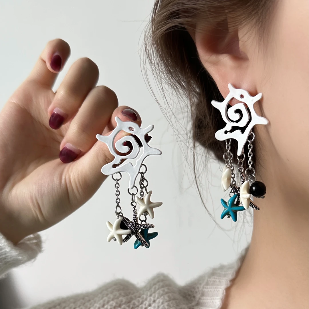 合金耳饰 E0446-1甜酷个性时尚百搭小众设计感少女海星耳钉