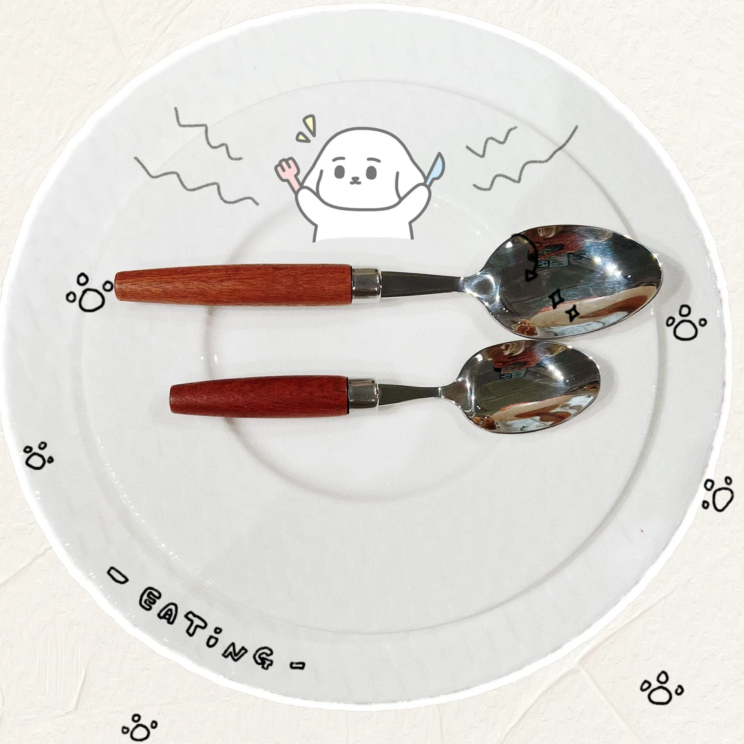 【木柄勺子】304不锈钢勺子木柄不烫手，经典百搭实用，沙比利木把手