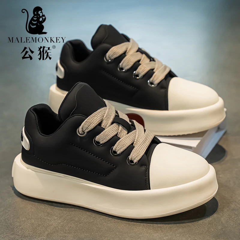 公猴低帮爱心款男鞋百搭厚底增高小白鞋夏季防滑耐磨运动板鞋YK01