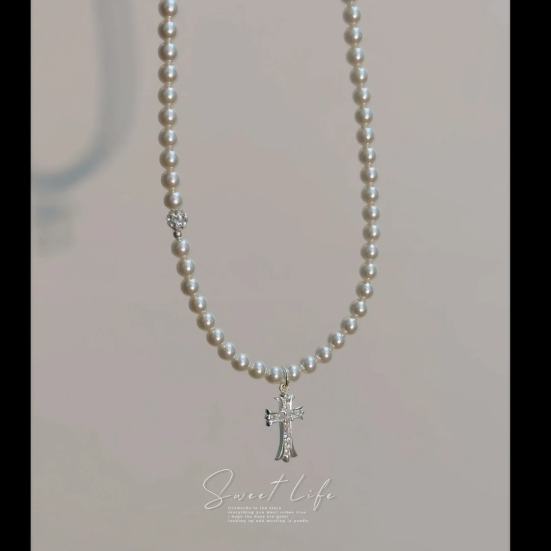 吊坠925银仿珍珠 【满钻十字】一眼爱上！长期主义s925不掉色高级感