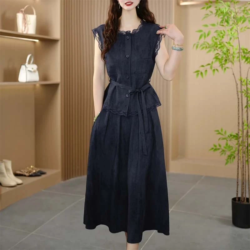 【两件套】夏季新款时尚气质显瘦修身收腰法式两件套套装D1881