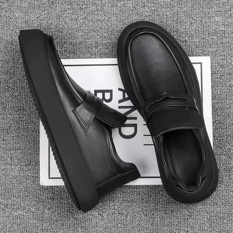 真皮男鞋2025新款百搭软底一脚蹬乐福鞋子男士软面商务休闲皮鞋男