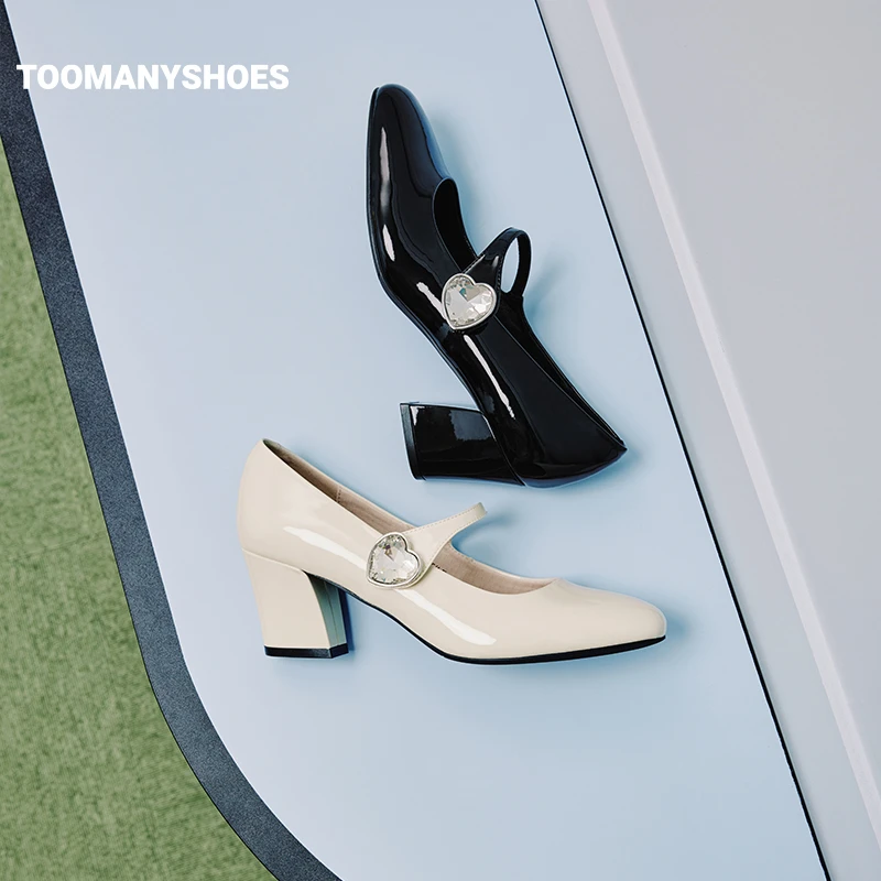 【明星同款】Toomanyshoes女鞋惊喜掉落粗高跟小香风复古玛丽珍鞋