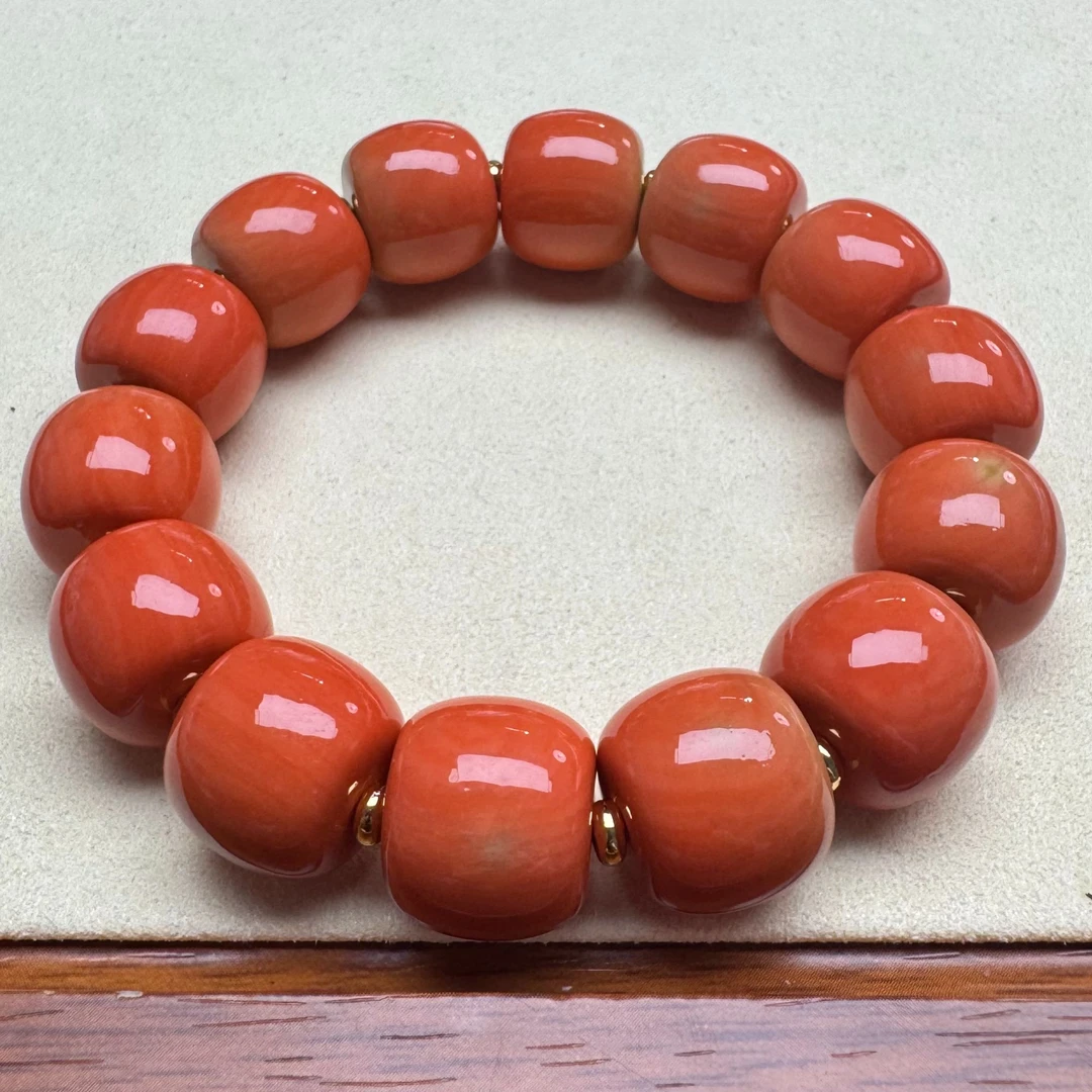 非金属珐琅手链 橘色 1.6mi桶珠手串 D248