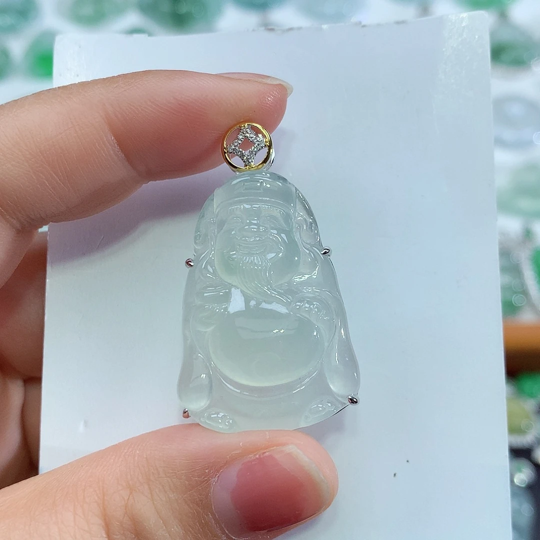 翡翠18K金镶嵌颈饰财爷