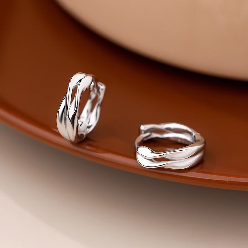 925银耳饰 S925纯银莫比乌斯双层耳扣女小众设计耳环圈2025年新款