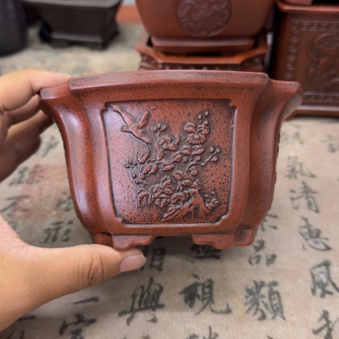 紫砂花盆14x7.5内经紫砂花盆