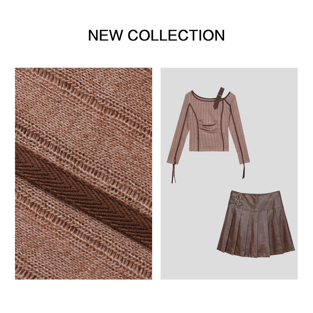 《婷婷专属》D3F39005B 春季不规则上衣+短裙套装