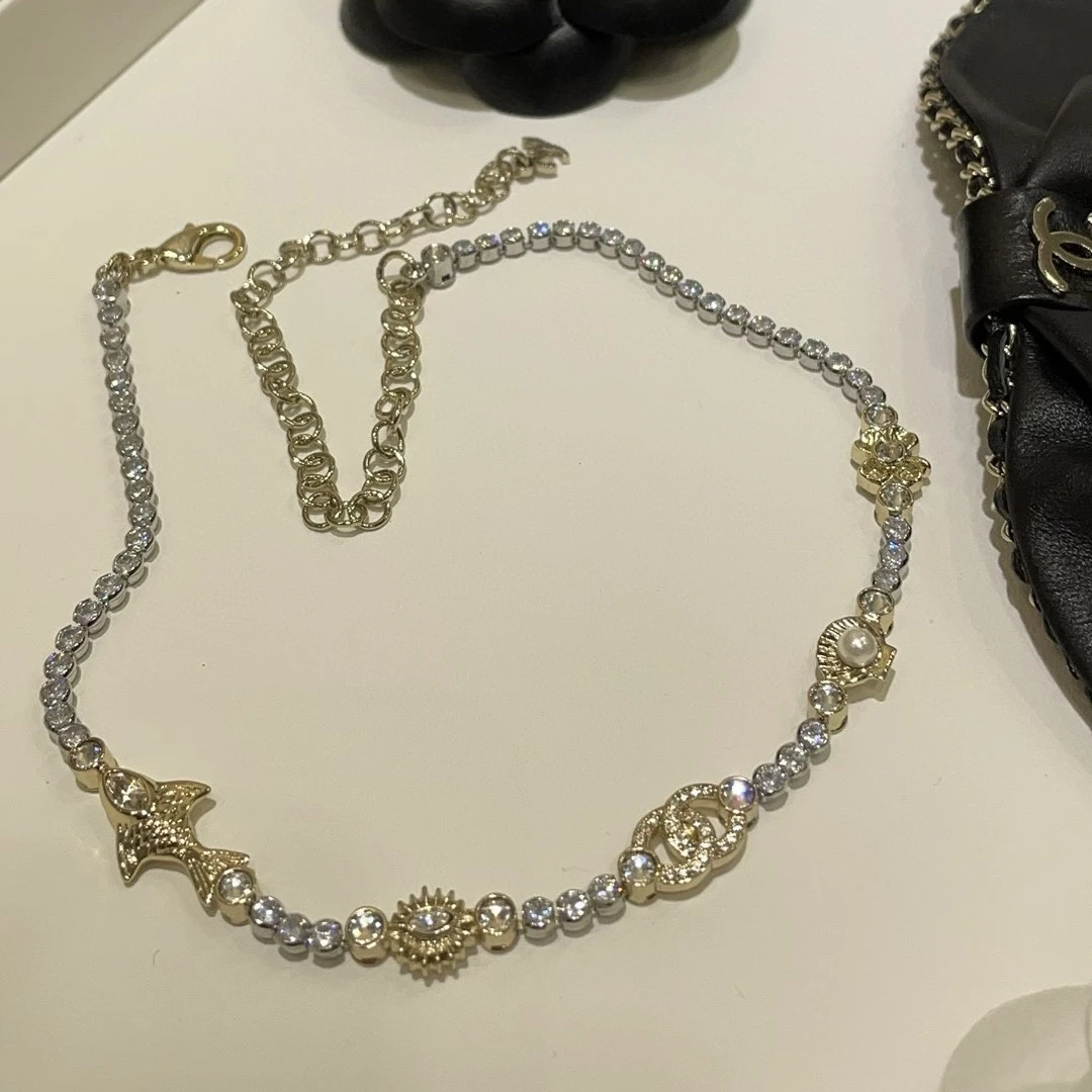 未使用 Chanel/香奈儿 汤/P215867906/25C早春 几何图案 水钻项链