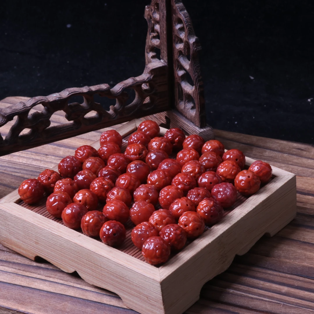 【石语珠宝】南红玛瑙12-13mm左右精雕貔貅珠v522（多样性发其一）