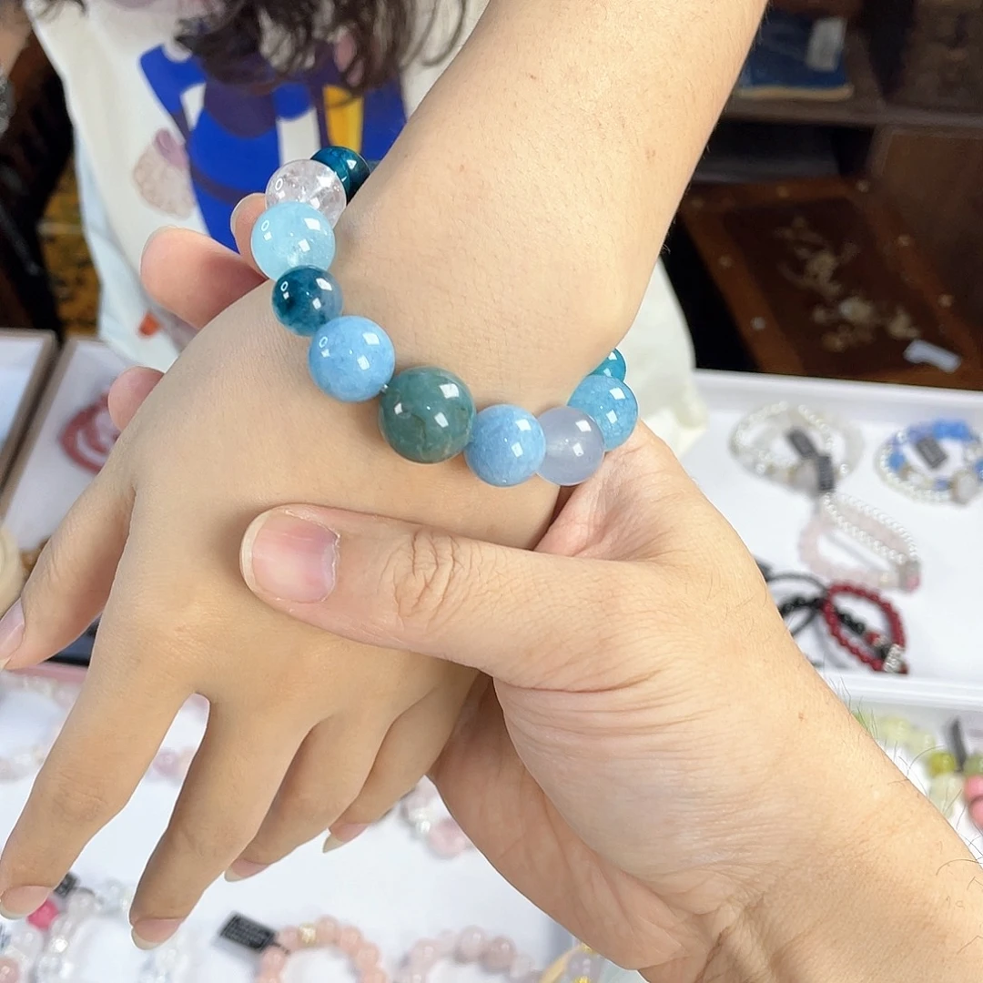 水晶手链银S925镀金镶嵌