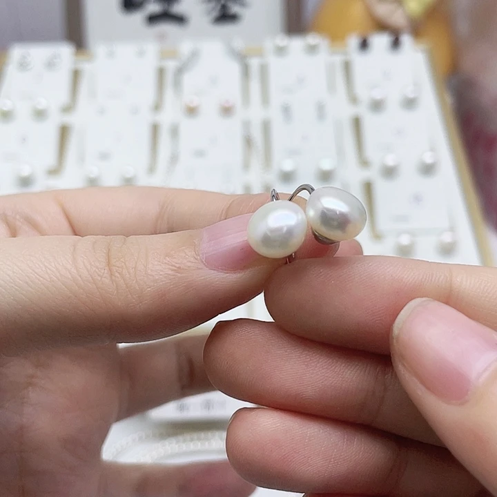 淡水珍珠耳饰银S925镶嵌X***y