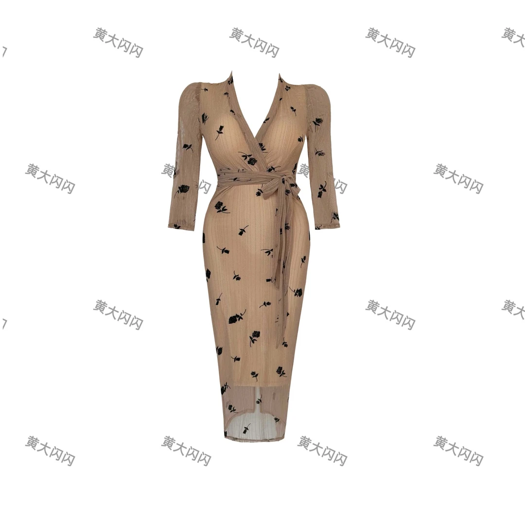 【HDSS】随拍气质修身定制纯欲女人显瘦网纱连衣裙SSF2751