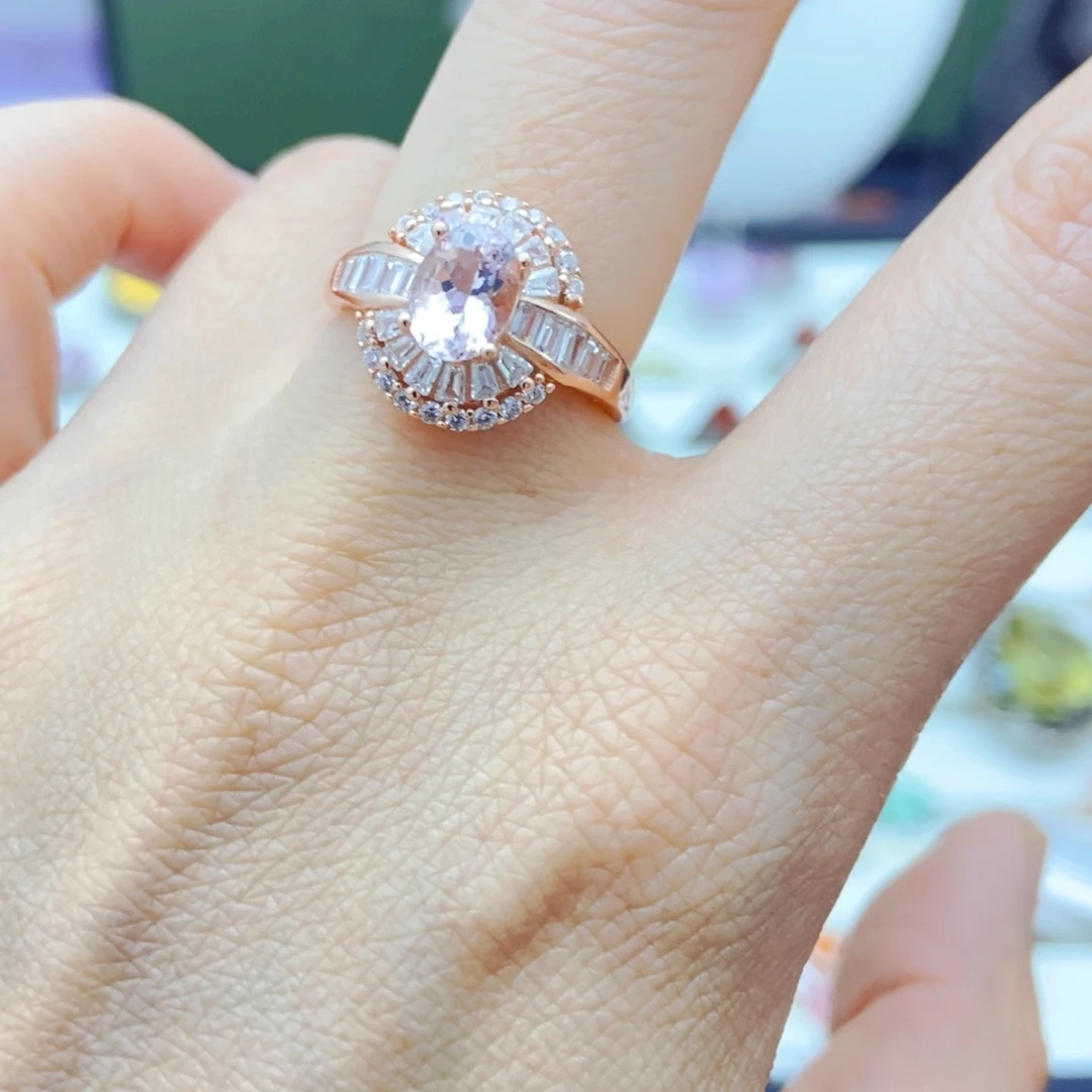 银S925镶嵌戒指绿柱石