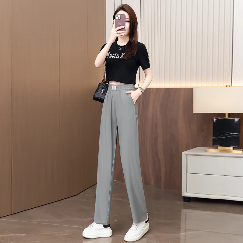 显瘦直筒裤休闲裤女裤 杭派女装垂感九分休闲宽松