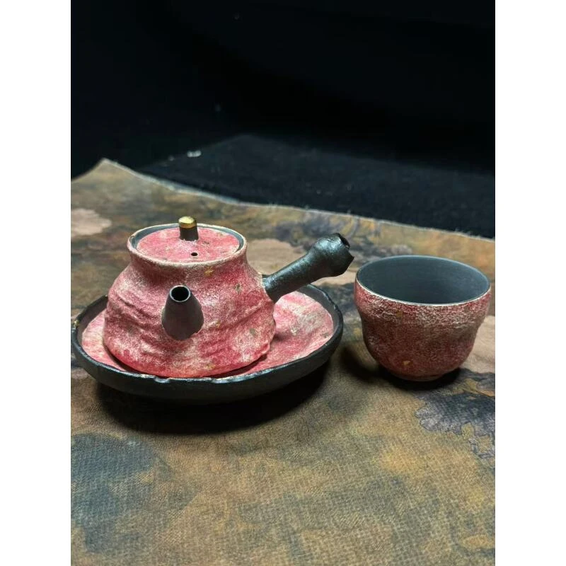 仿古岩矿彩陶一壶一杯带壶承-ZH745