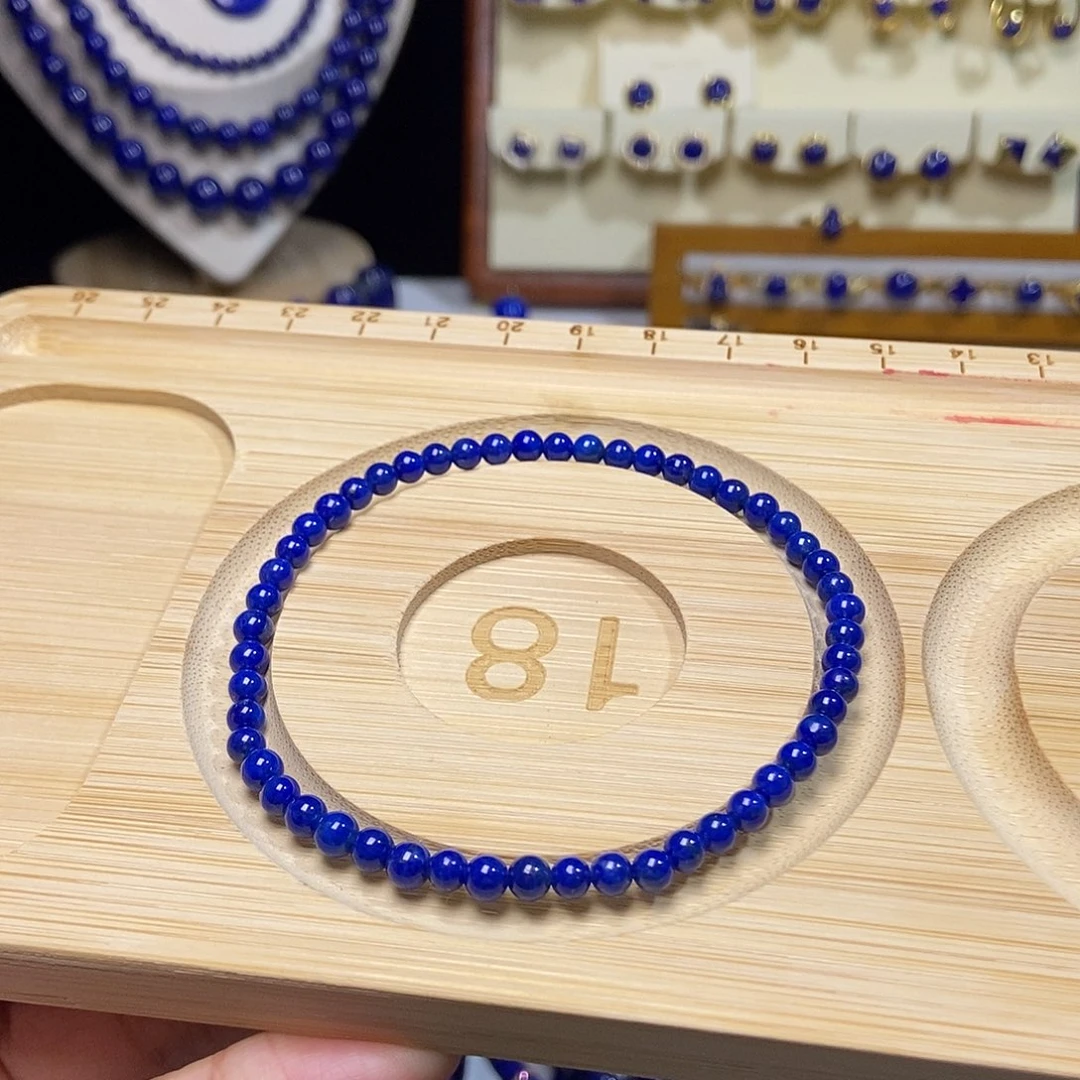 青金石未镶嵌精品老矿4mm单圈手串