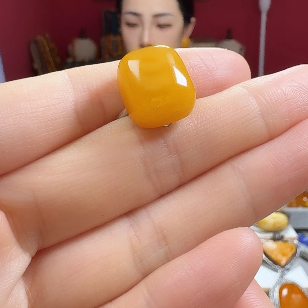 蜜蜡银S925镶嵌手链戒指