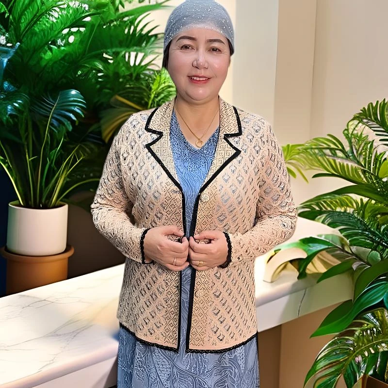 【新疆包邮】中老年妈妈夏季短款气质电脑网洞款洋气西装外套