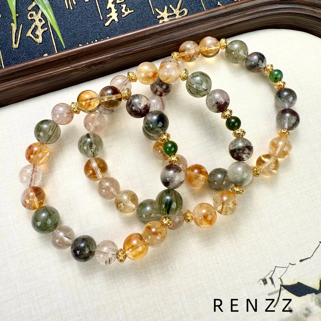 2035 天然黄塔晶/绿发晶/幽灵/手串(多样性发一条)