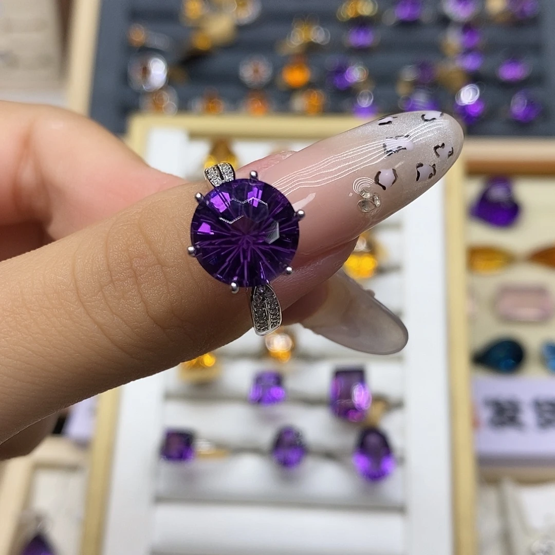 *****紫晶银S925镶嵌珠宝半成品纯天然无优化Q