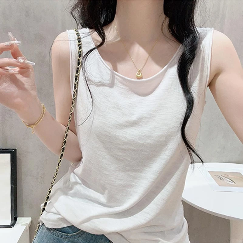2026夏韩式新款清爽透气宽松工字吊带背心女百搭打底无袖小衫上衣
