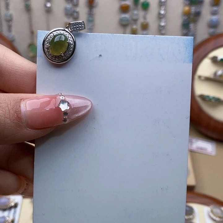 翡翠吊坠(不含链)银S925镶嵌1111