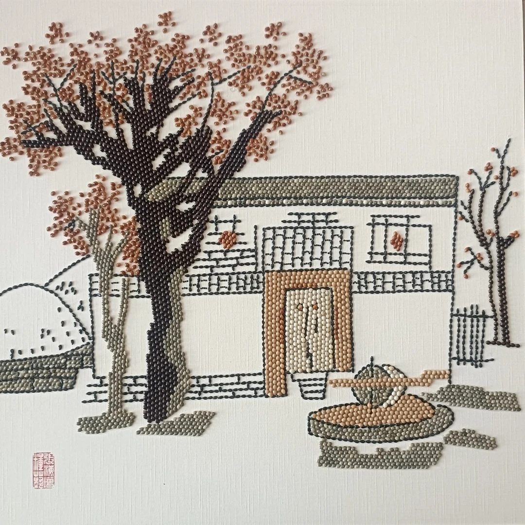 农家风情  粮画艺术   尺寸50cm✘50cm